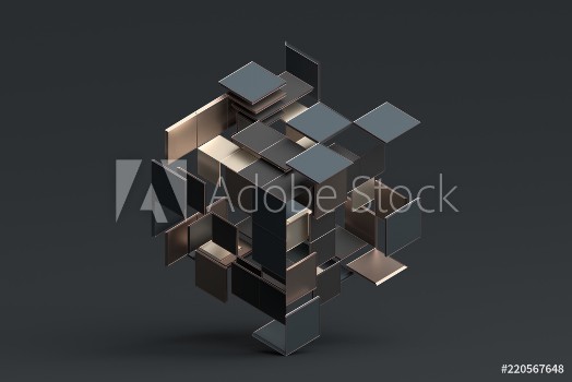 Picture of Abstract 3d rendering of geometric shapes Composition with squares Cube design Modern background for poster cover branding banner placard
